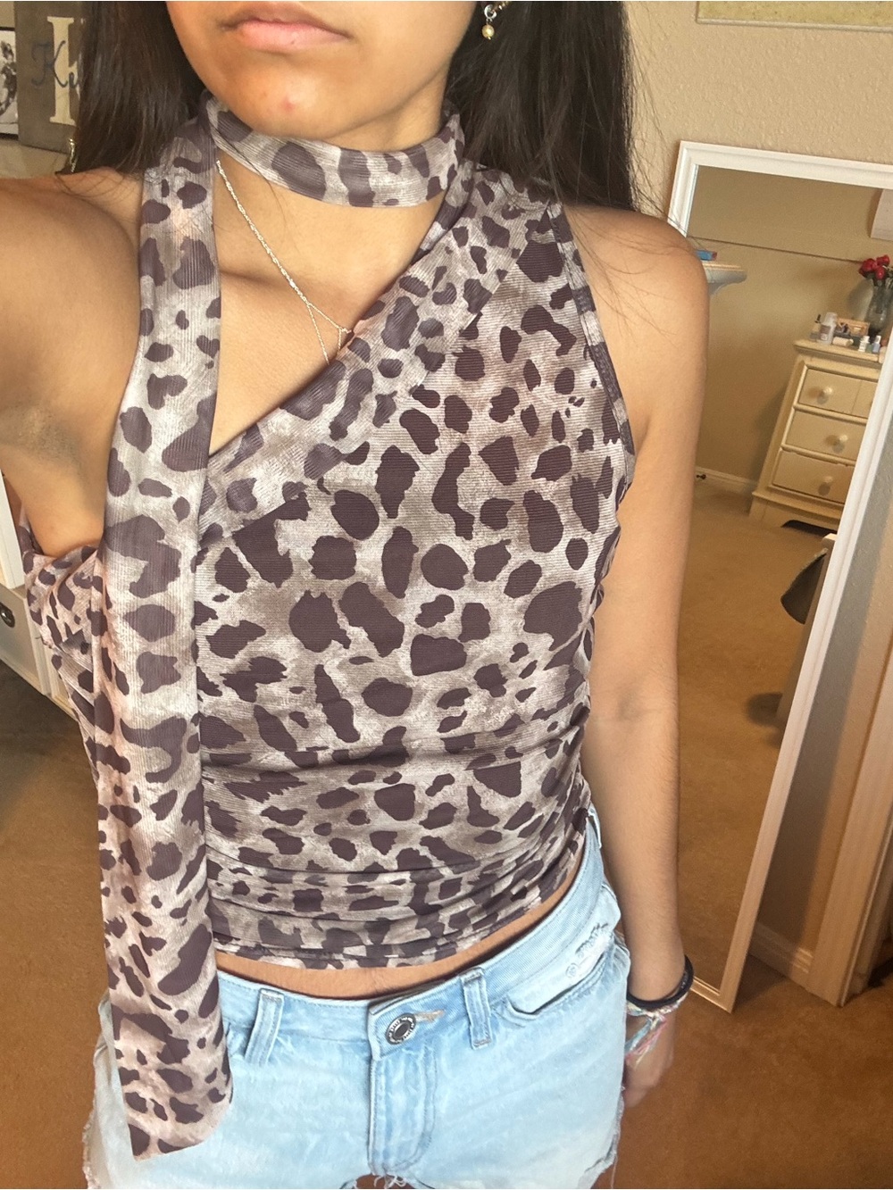 Sleeveless Animal Print Top